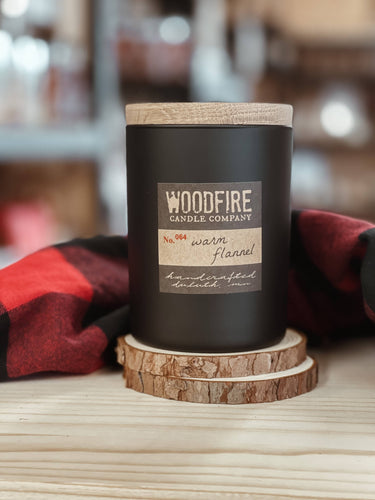 Woodfire Black Wood Wick Soy Candle - Home Decor Gift Fall