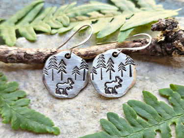Moose Earrings, Hand-Stamped Pewter