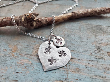 Dragonfly Heart Necklace, Hand-Stamped