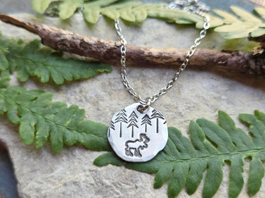 Moose Necklace, Hand-Stamped Pewter