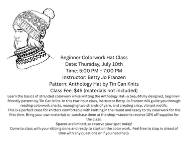 Beginner color work with Anthology Hat Class