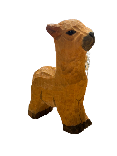 Hand Carved Wooden Alpaca Ornament