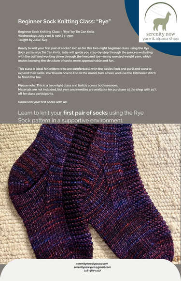 Beginner Sock Knitting Class