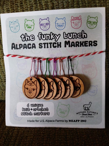 The Funky Bunch - Alpaca Stitch Markers - 6 pack