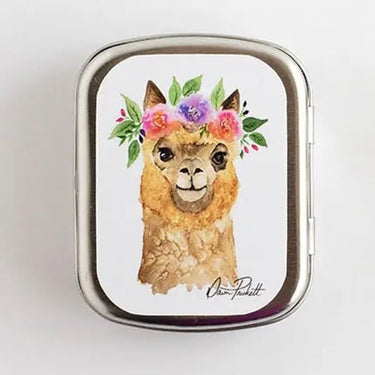 Flower Alpaca Stitch marker Storage Tin-Small hinge style